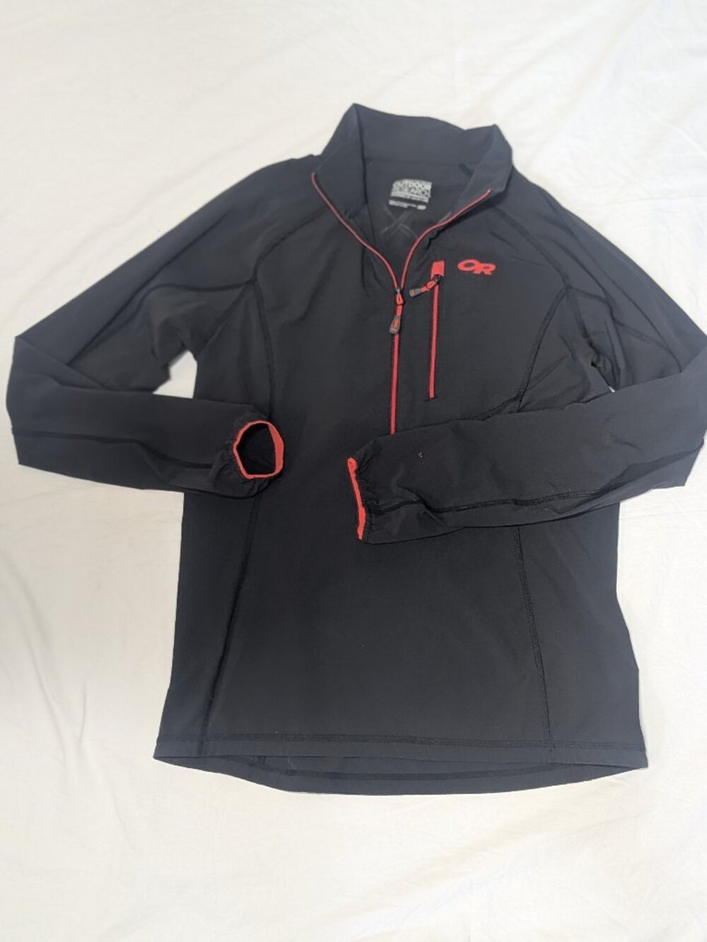 Outdoor Research Women's Whirlwind Hoody Jacket Black Red Quarter Zip Medium
